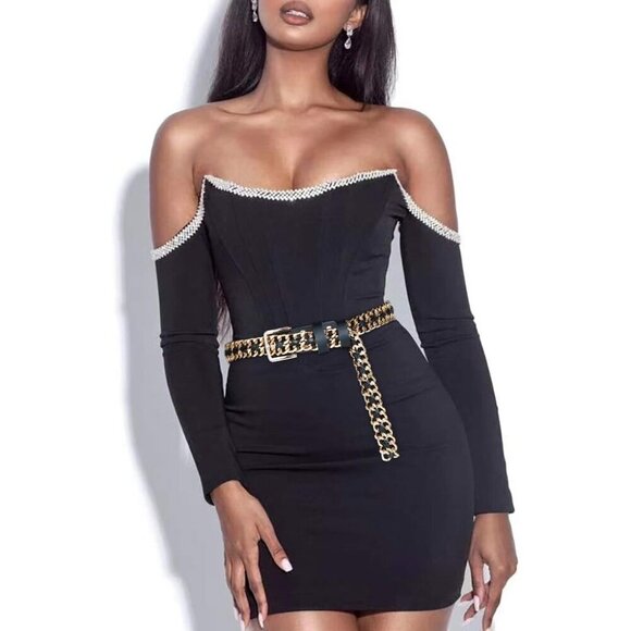 Gold Metal Punk Belt Leather Chain Waist Accessories for Women Dresses